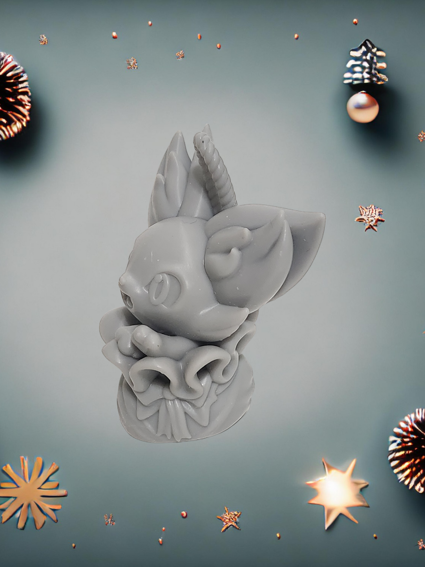 Pokemon Resin Miniature - Fennekin Christmas Present Ornament