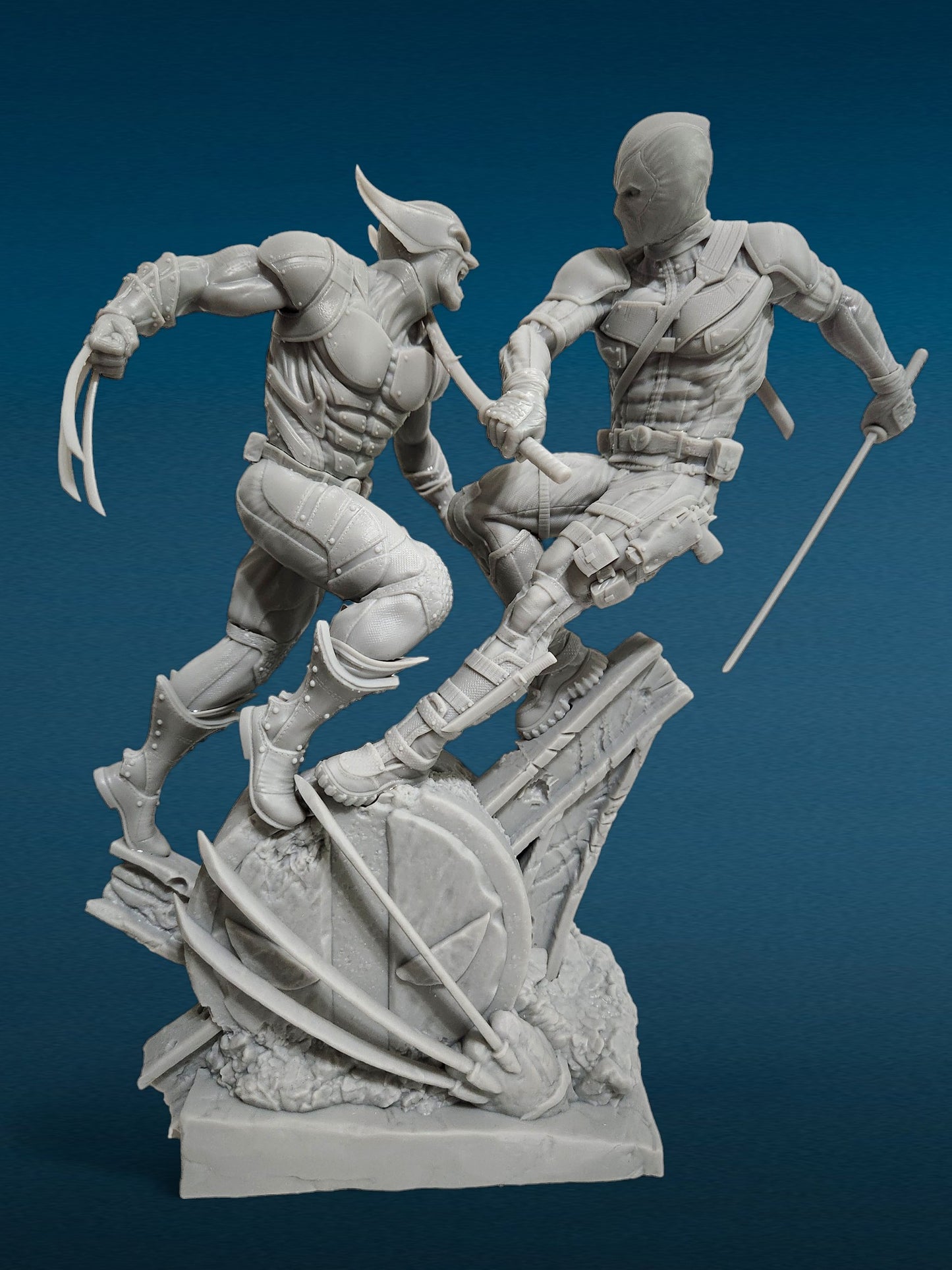 3D Resin Figurine - Deadpool vs Wolverine