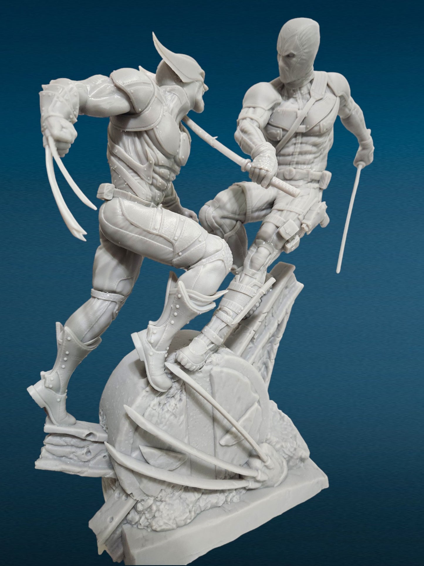 3D Resin Figurine - Deadpool vs Wolverine